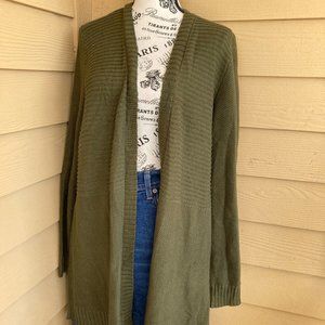 Marled Reunited Army 1X Green Open Cardigan Swtr